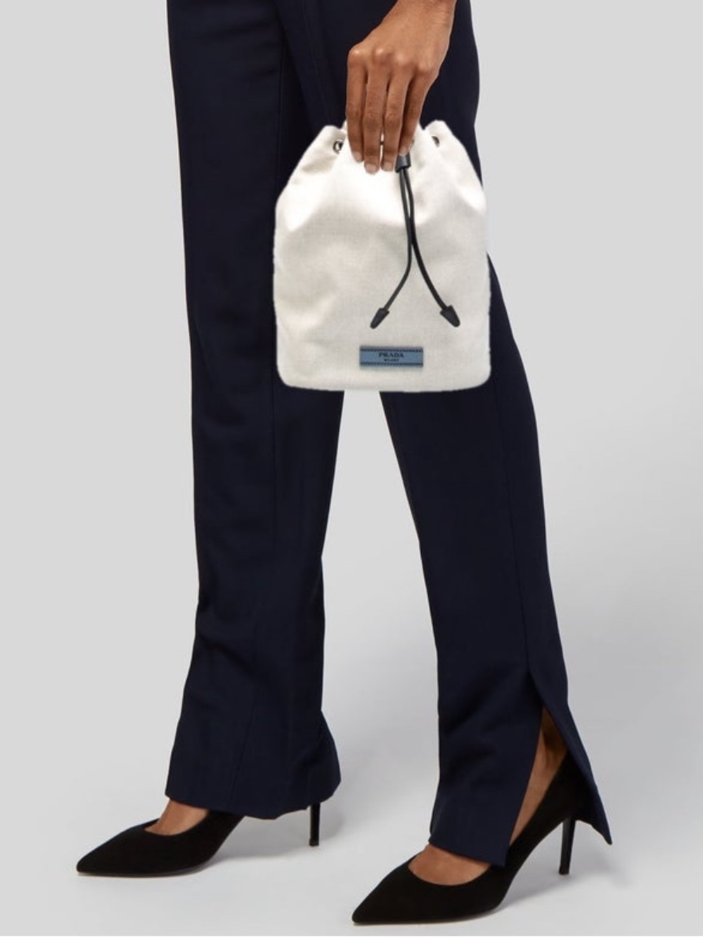 PRADA NEW Canvas Bucket Bag Drawstring Closure - Picture 8 of 13